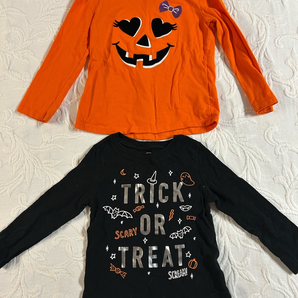 Old Navy girls Orange and Black Halloween Long Sleeve Tees SET
